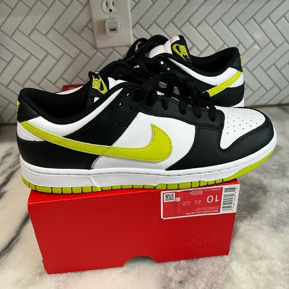 Men\'s Nike Dunk Low Retro White/Bright Cactus-Black (DV0833 110) size 10